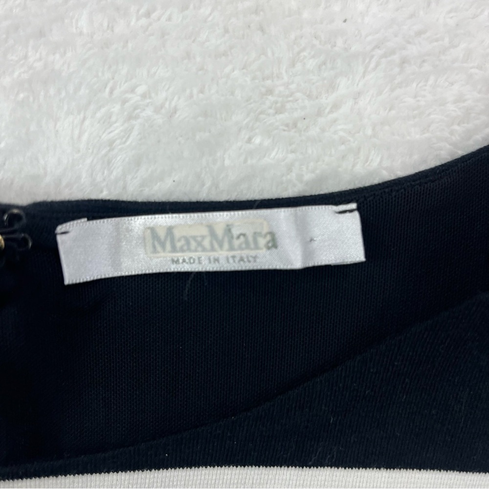 Max Mara Striped Mini Sleeveless Dress Black White Sz 42 Made In Italy Flawed* - Picture 6 of 12